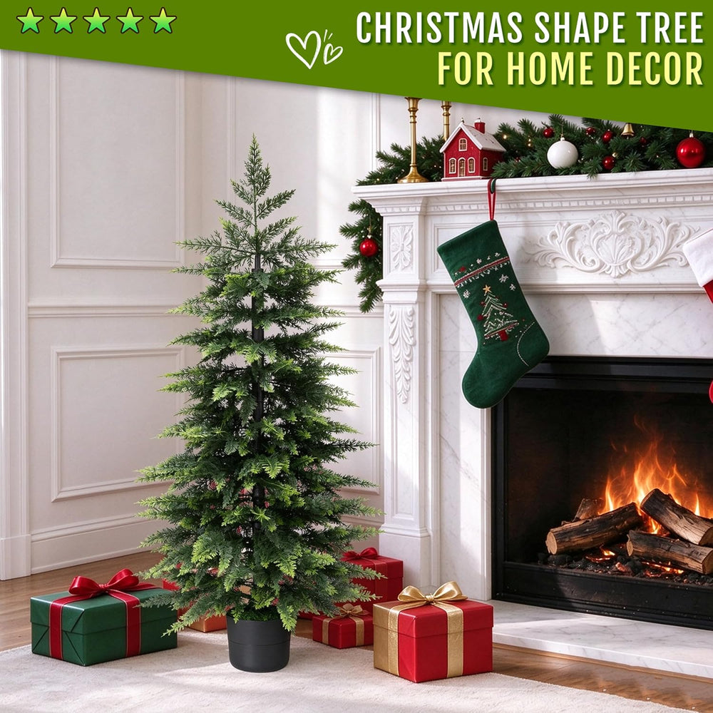 4FT Set of 2 Artificial Cedar Trees Outdoor, Fake Pine Tree for Front Porch