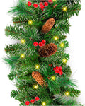Best Choice Products 9ft Pre-Lit Holiday Pre-Decorated Christmas Garland for Stairs, Fireplace, Decoration w/PVC Tips, 50 Lights, Pine Cones, Berries - Unflocked