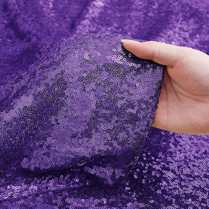 Sugargirl Purple Sequin Backdrop Curtain 2 Panels 2FTx8FT Glitter Purple Background Drapes Sparkle Photography Backdrop for Party Wedding Birthday Wall Decoration