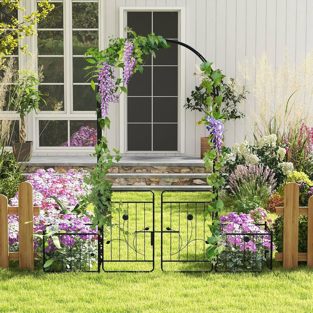 S AFSTAR 87-Inche Garden Arbor with Gate & Side Planter Box, Metal Garden...