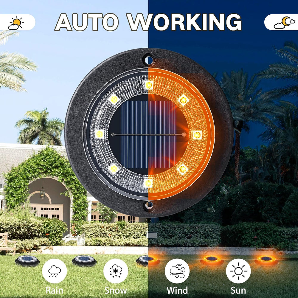 Solar Lights Outdoor Waterproof - Orange 12 Pack 2-in-1 Ground Lights