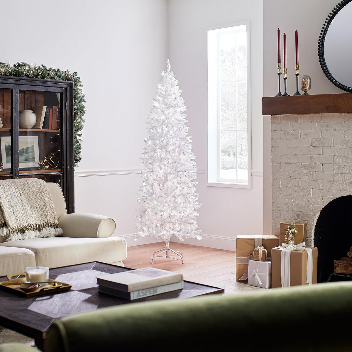national tree company 6.5ft pre-lit kingswood fir slim, side view