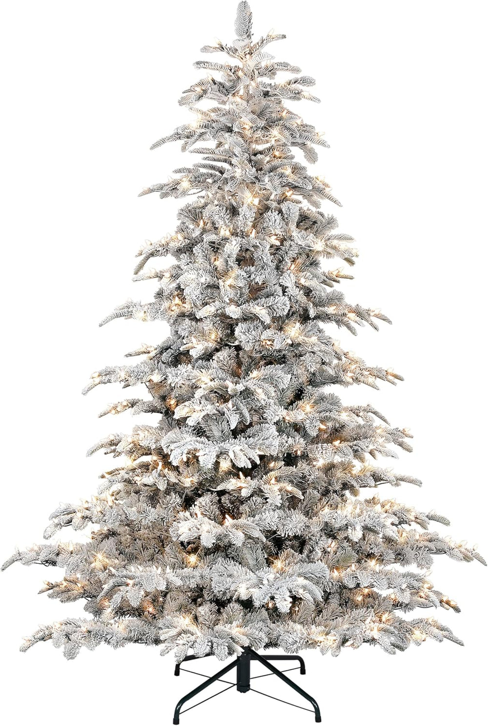 Puleo International 6.5ft Pre-Lit Flocked Aspen Fir Christmas Tree with 500 C...