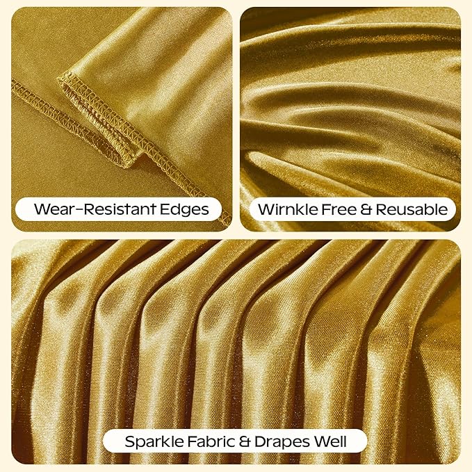 Dark Gold Glitter Backdrop Curtain for Parties Wedding,10Ft x 10Ft Satin Shimmer Photo Backdrop,Non-Wrinkle Sparkle Drapes for Backdrop,Back Drop for Photography, Birthdays,Weddings,Prom