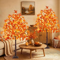 2 Pack 5FT 200 LED Lighted Maple Tree, Artificial Fall Tree Outdoor/Indoor