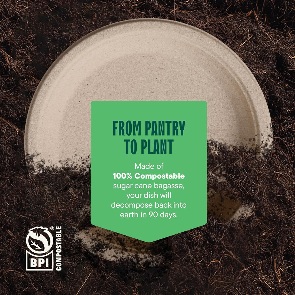 100% compostable paper plates 7 inch [1000 count] showing dimensions