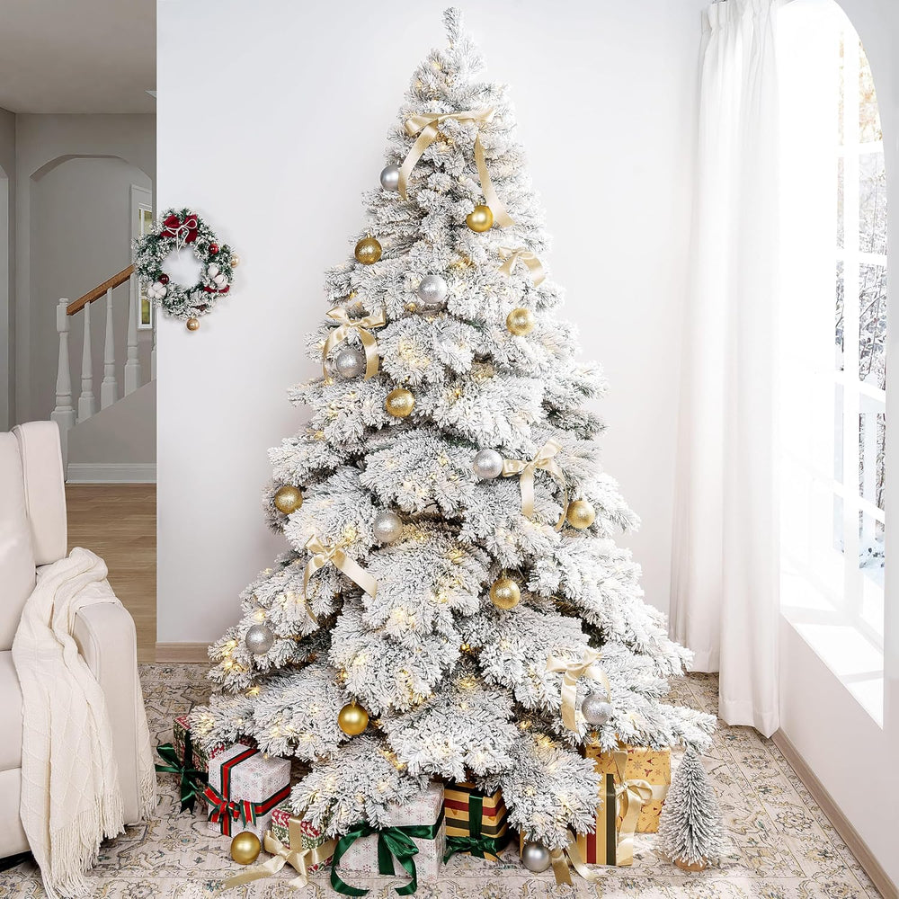 Naomi Home Brittany 7.5ft Artificial Prelit Snow Flocked Christmas Tree