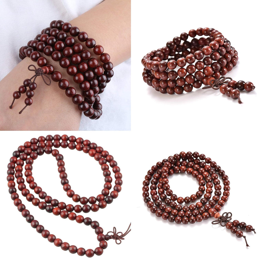 carpenterc round polished wood beads, blood sandalwood, 8mm, package contents
