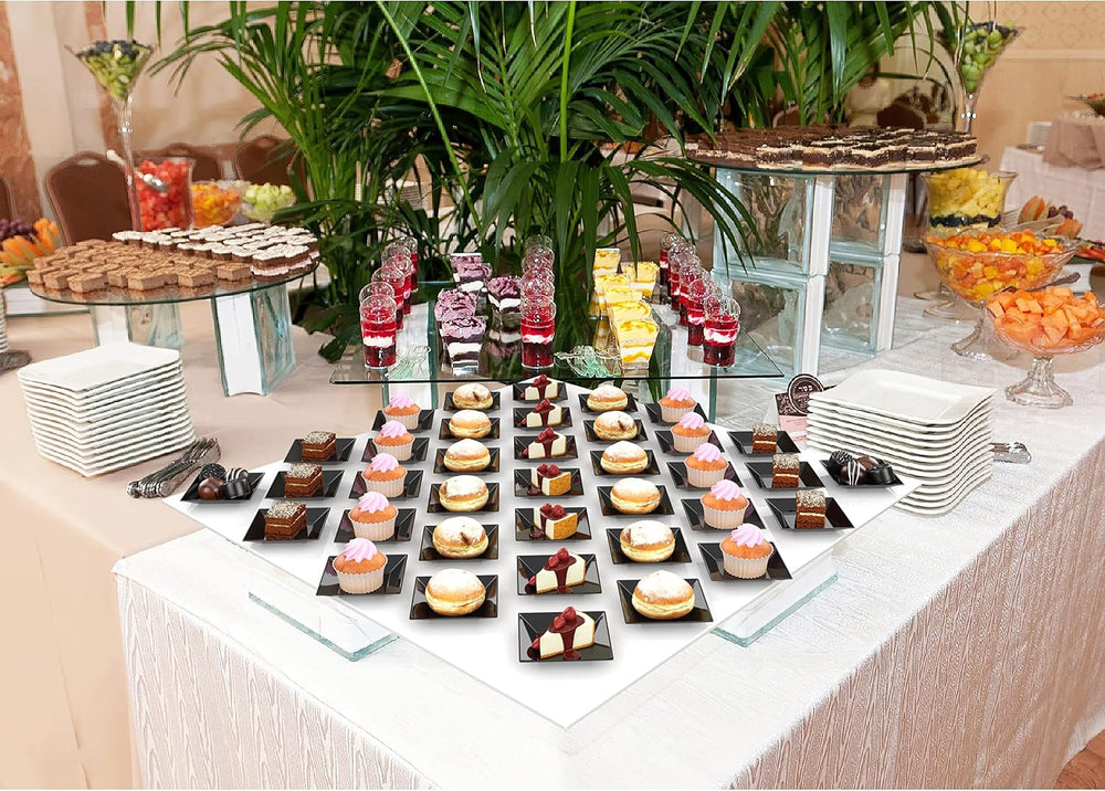 Exquisite Disposable Appetizer Plates, Stackable, Black, 2.95", 500 Pack