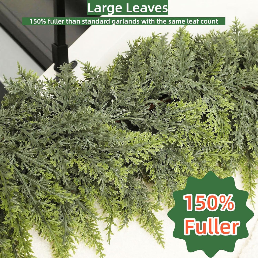 Tasruwat Deluxe 9 FT Artificial Christmas Cedar Garland 240 Larger Tips