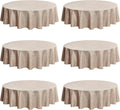 Fitable Faux Linen Round Tablecloths 90 Inch, 6 Pack - Fabric Textured Table Clothes for Round Folding Tables, Washable Neutral Table Covers for Wedding, Party, Banquet, Birthday, Nature Color