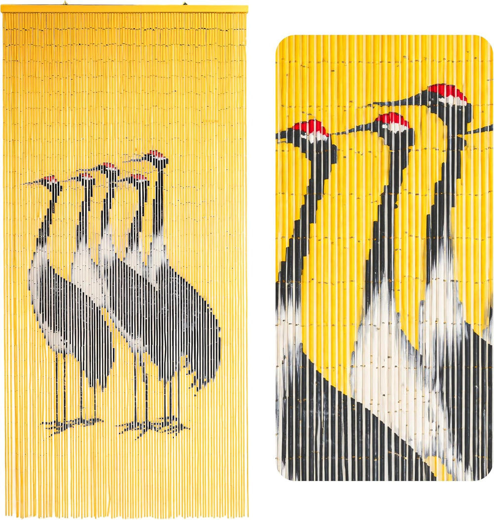 Five Cranes Beaded Bamboo Curtain 35.4" x 78.7"