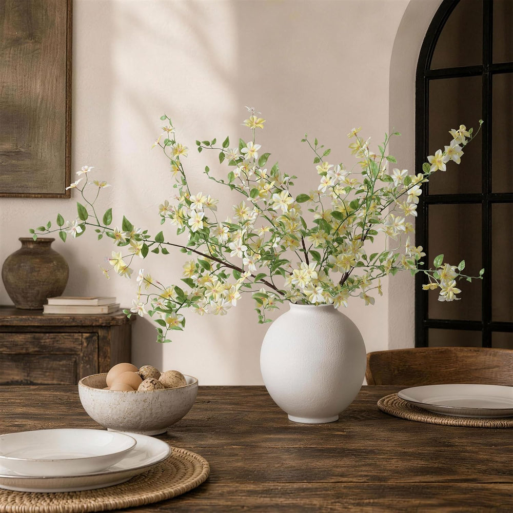 Fake Flowers, 3 Pcs Artificial Flowers Greenery Stems Faux Greenery Stems Bra...