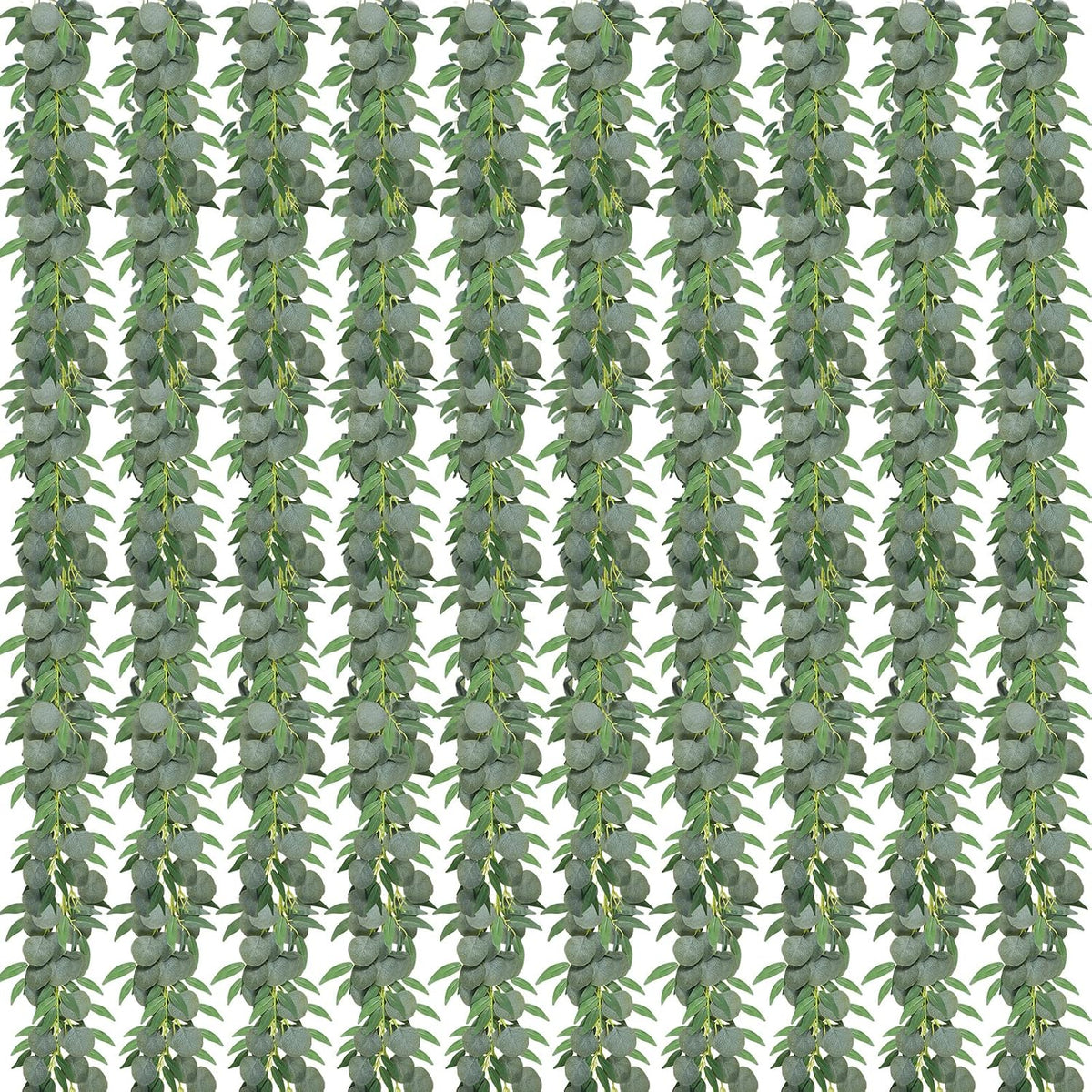 10 Pack Artificial Eucalyptus Garland with Willow Leaves 6.4 ft Artificial Greenery Vine Swag Faux Silver Dollar and Willow Leaves Garland for Wedding Table Runner Doorway Decoration Indoor Outdoor