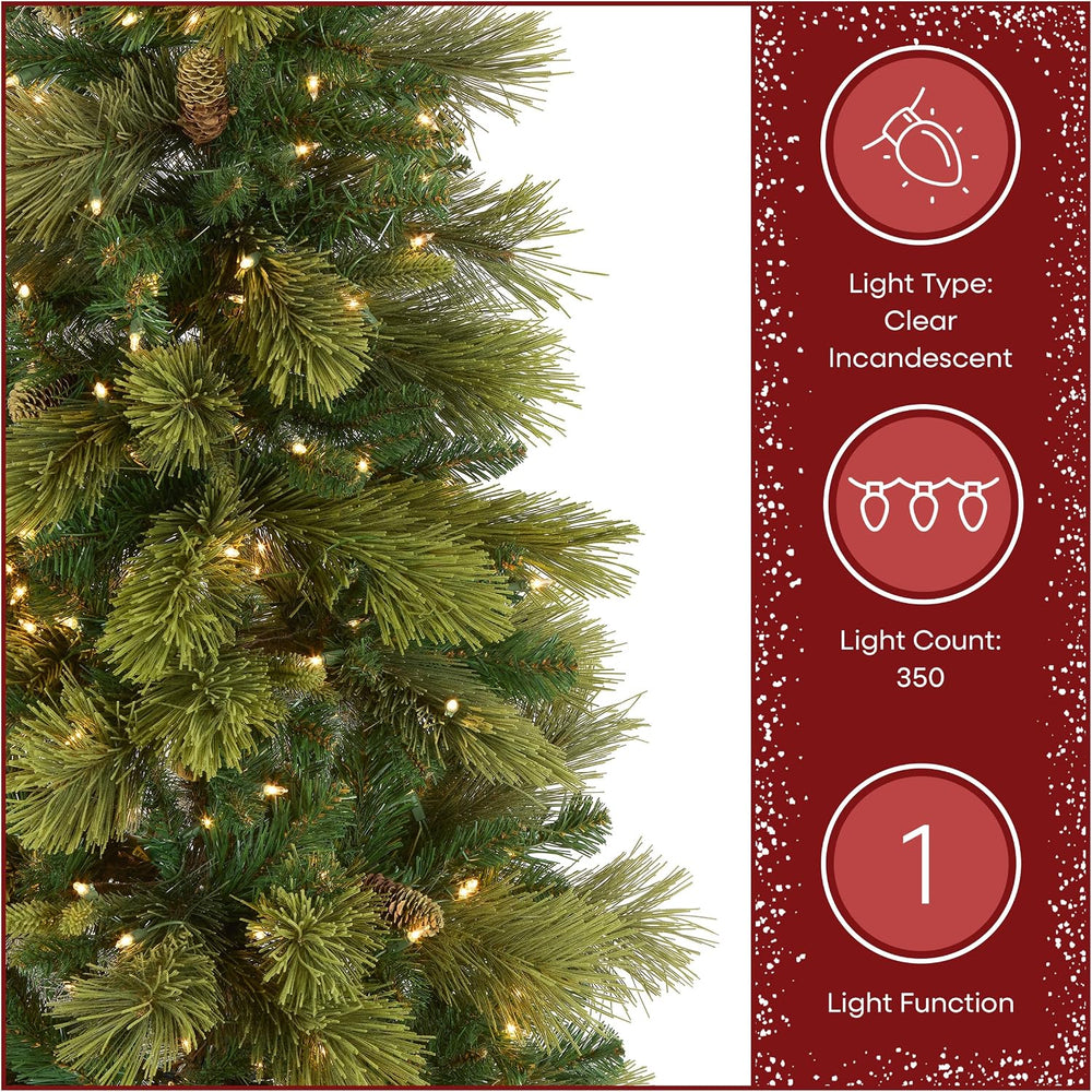 National Tree Company 6.5ft Pre-Lit Carolina Pine Slim Christmas Tree