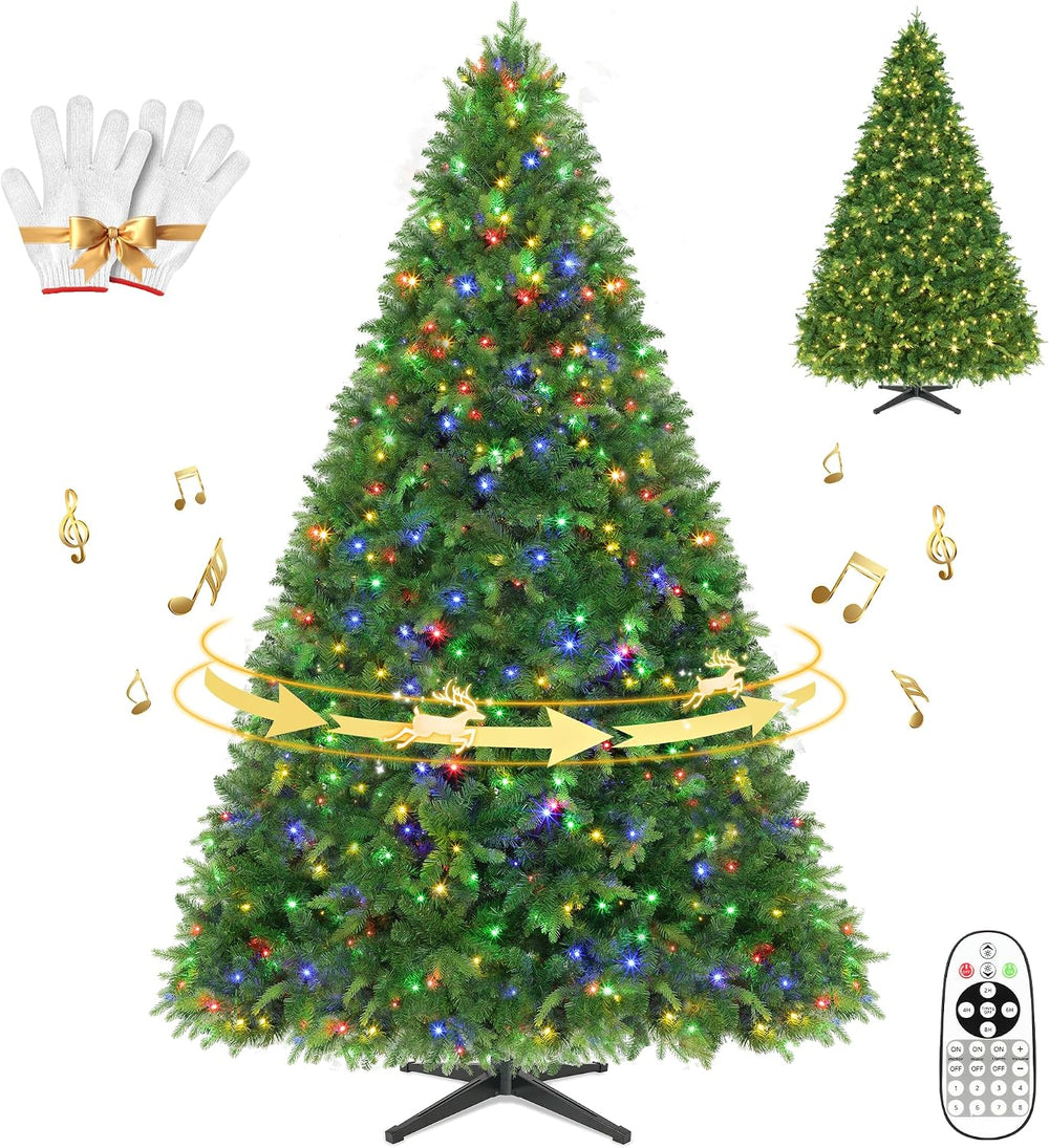 7.5FT Rotating Pre-Lit Artificial Full Christmas Tree with Remote
