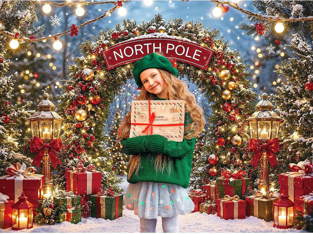 Christmas North Pole Photography Backdrop, 10x8ft