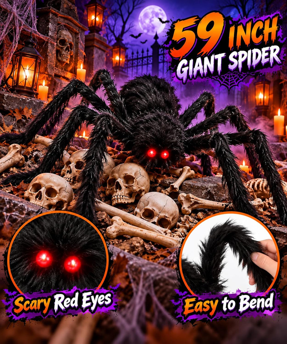 Giant Lighted Spider Web Halloween Decorations, 16.4 FT Web with 250 Purple L...