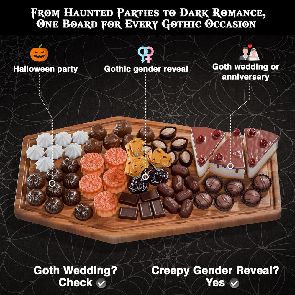 Large Coffin Cutting Board 17x10.5In Gothic Charcuterie Board. Spooky Decor