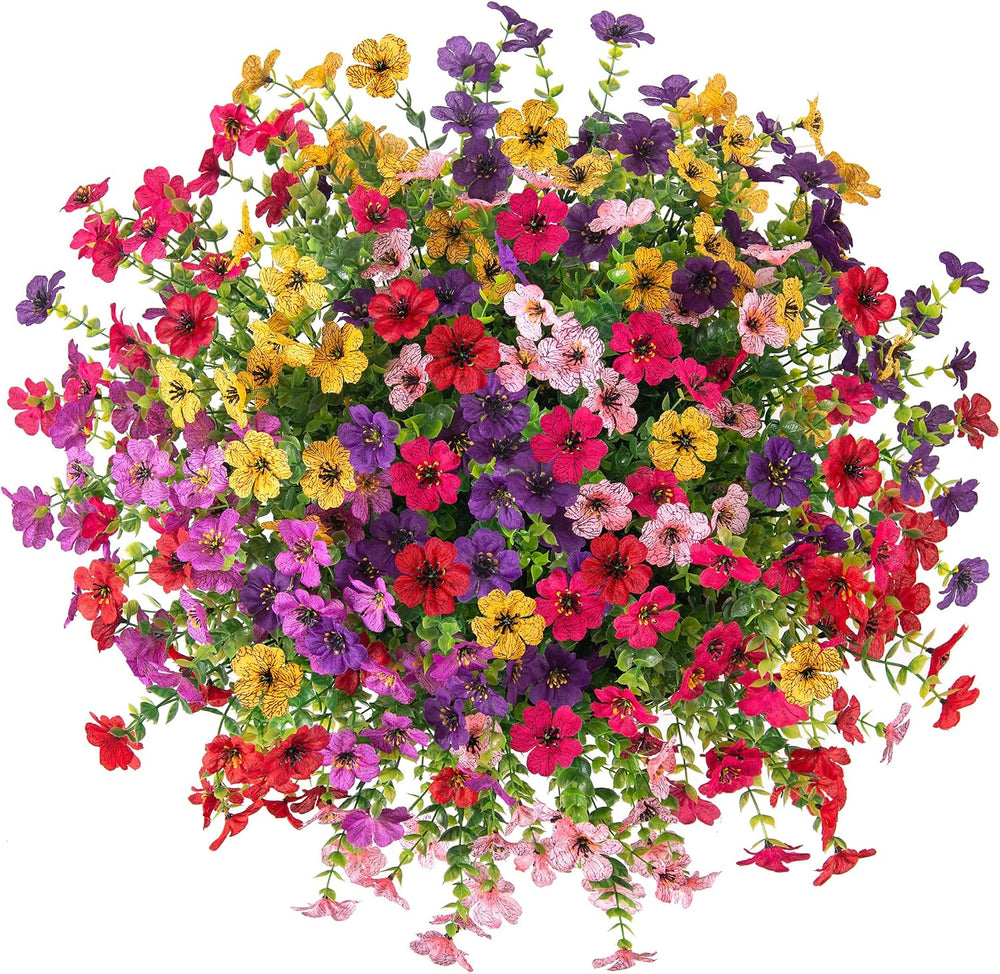 Artificial Fake Hanging Plants Flowers with Basket Outdoor Decor Faux Silk Da...