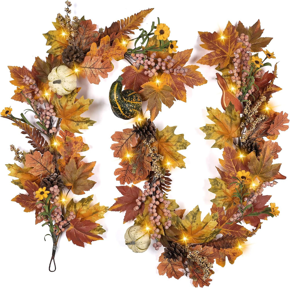 Fall Garland - 6 Ft Maple Leaf Pumpkin Berry Garland