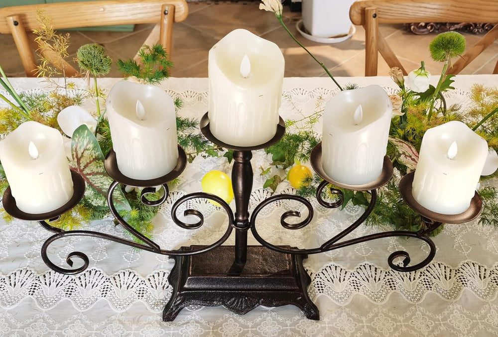 Fireplace Candle Holder 5 Candelabra for Pillar Candles Black Candle Stand - ...