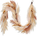 DecorbyHannah 6ft Neutral Fall Pampas Grass Garland for Mantle with Lights