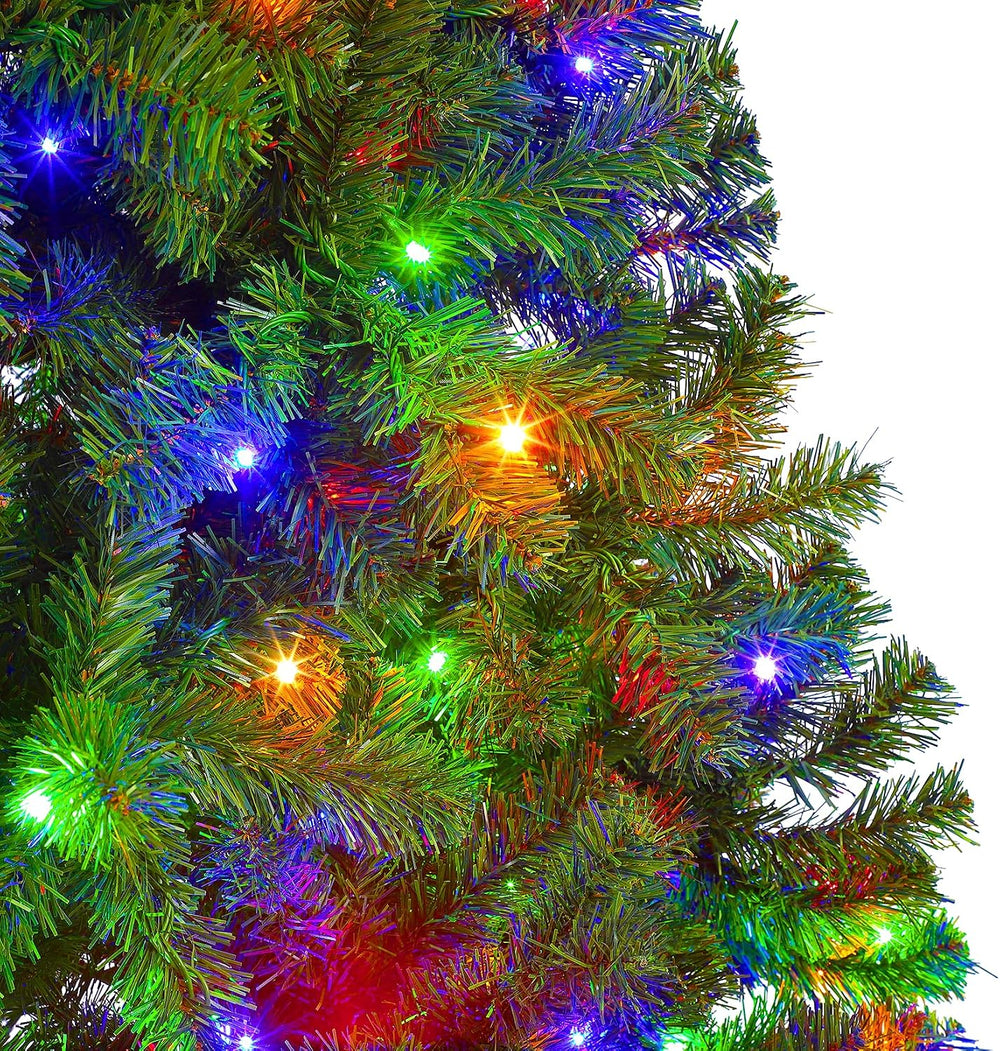 GAOMON 7.5ft Prelit Noble Fir Wide Artificial Christmas Tree w/RGBW Light