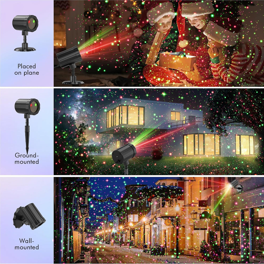 Christmas Projector Lights Outdoor, Red & Green Stars Decorations