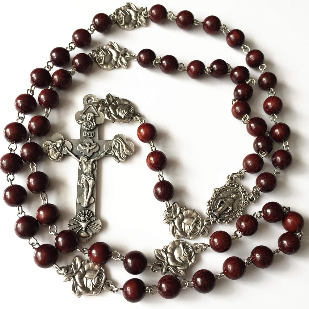 elegantmedical Handmade Rare Fragrance Red Sandalwood Beads ROSE ROSARY NECKL...