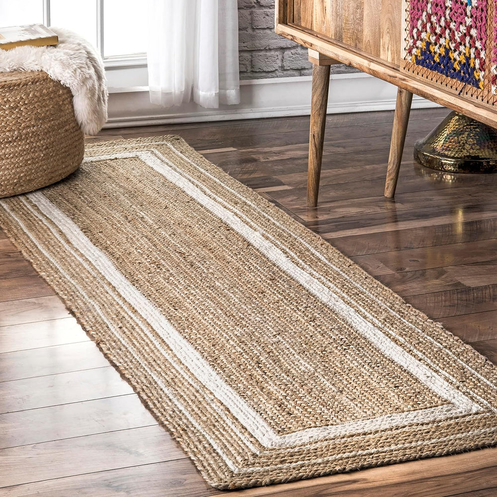 nuLOOM Rikki Off White Bordered Power Loomed Runner Rug, 2' x 6'
