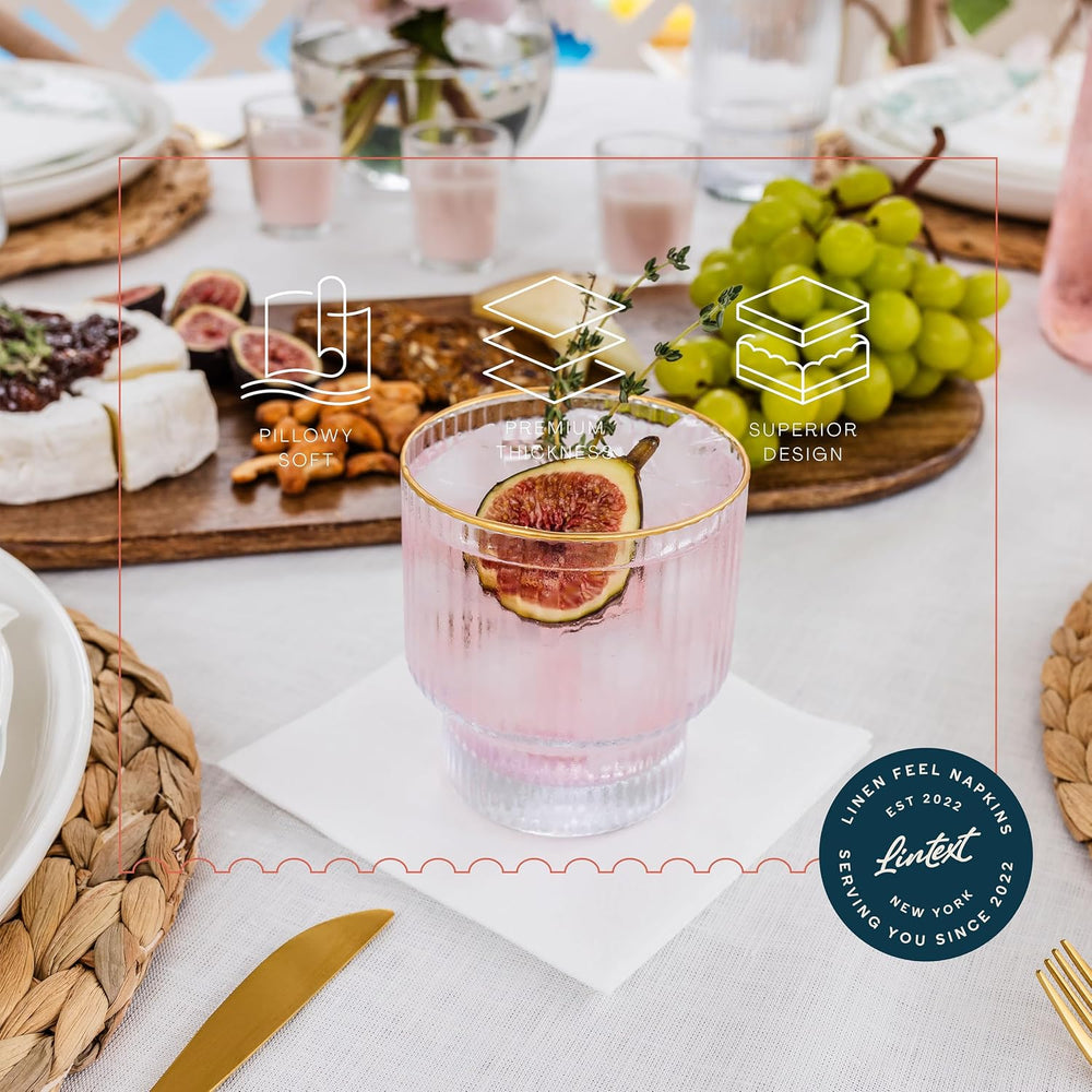 200 Linen-Feel Dessert And Beverage Napkins - Disposable Cloth-Like Cocktail ...