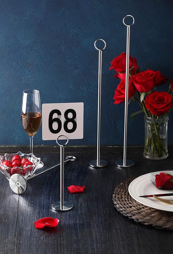 New Star Foodservice 23336 Ring-Clip Table Number Holder/Number Stand/Place Card Holder, 8-Inch, Set of 12