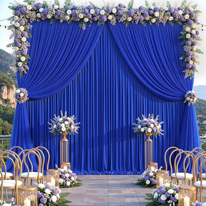 Royal Blue Tulle Backdrop Curtain for Parties Wedding,5ft x 10ft Wrinkle Free Curtain Backdrop,2 Layer Drapes for Backdrop,Polyester Wedding Back Drop for Bridal Shower Birthday Baby Shower
