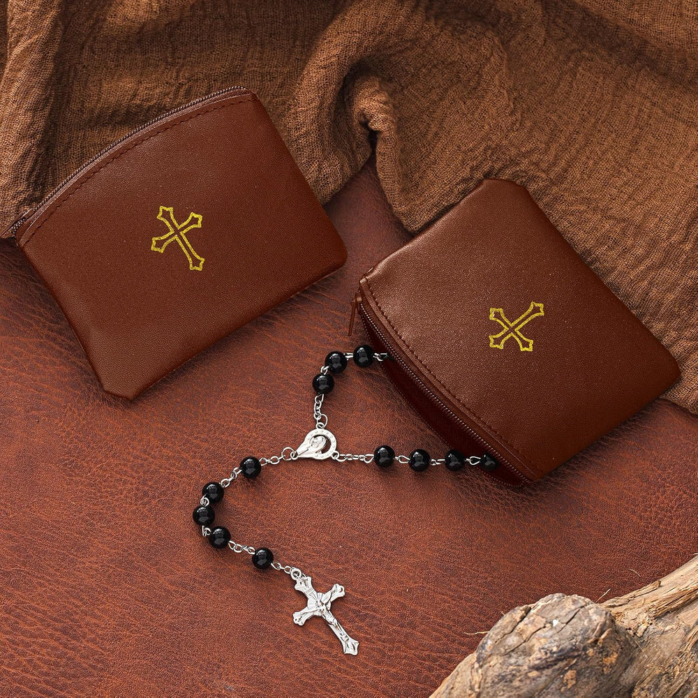 Shinylin 30 Pcs Rosary Pouches with Zipper Catholic Rosary Cases 4 x 3 Inches...