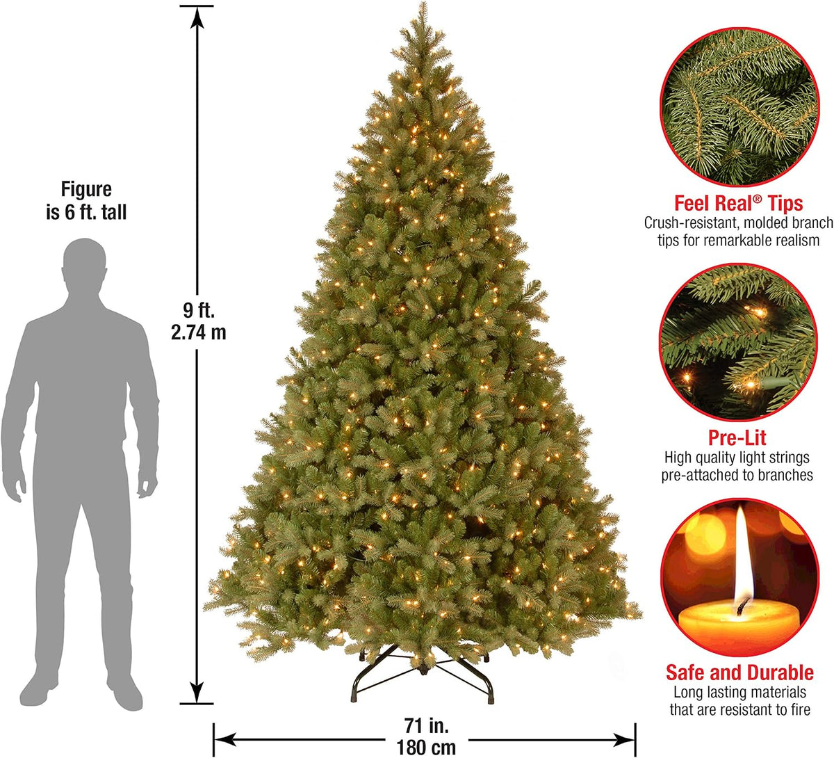national tree company pre-lit 'feel real' artificial full, close-up detail