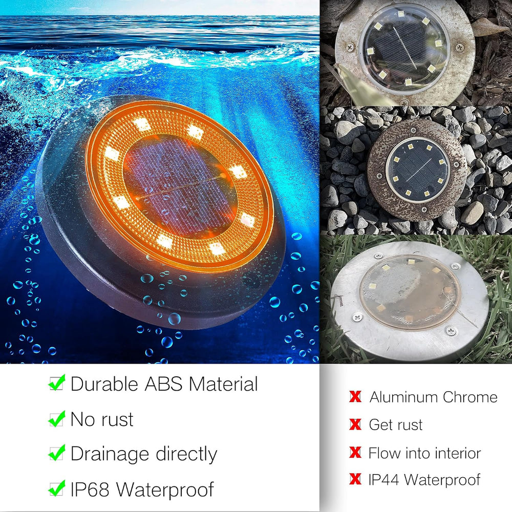Solar Lights Outdoor Waterproof - Orange 12 Pack 2-in-1 Ground Lights