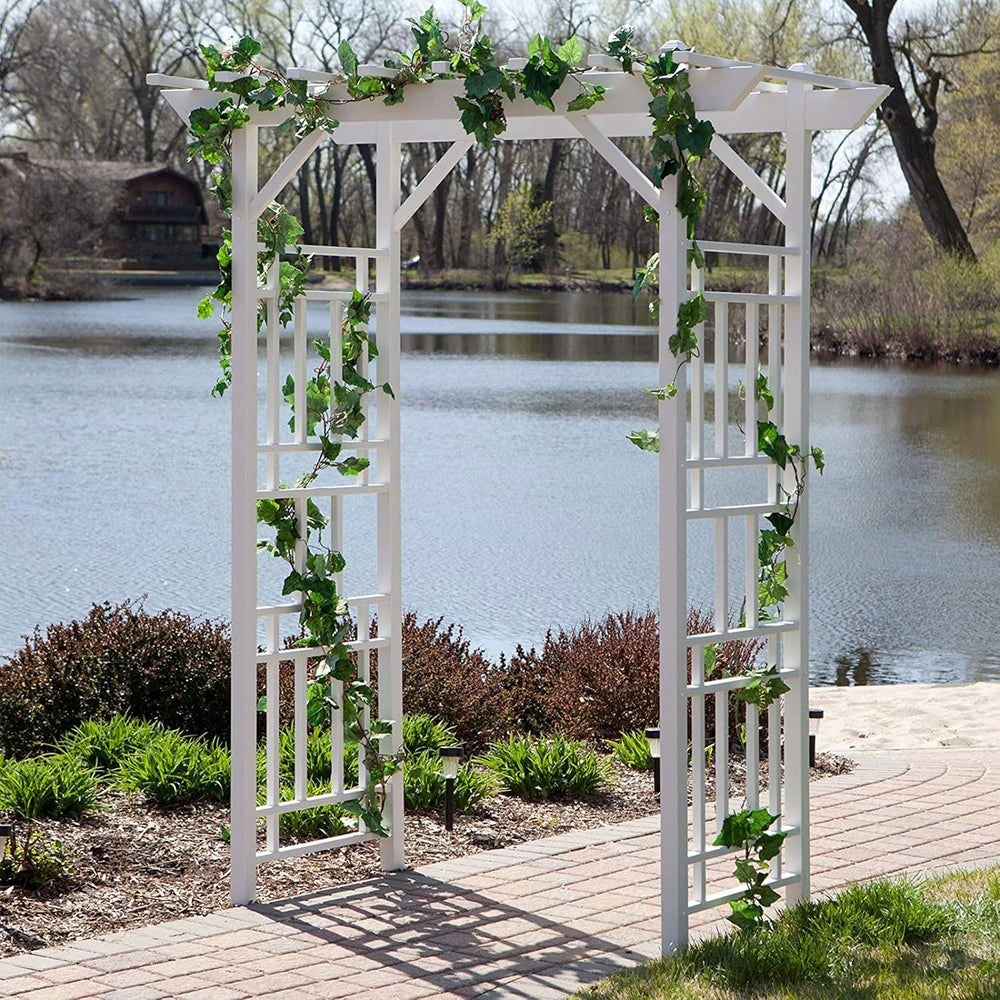 Dura-Trel Wellington Arbor 72" x 85" Outdoor Garden Trellis, White