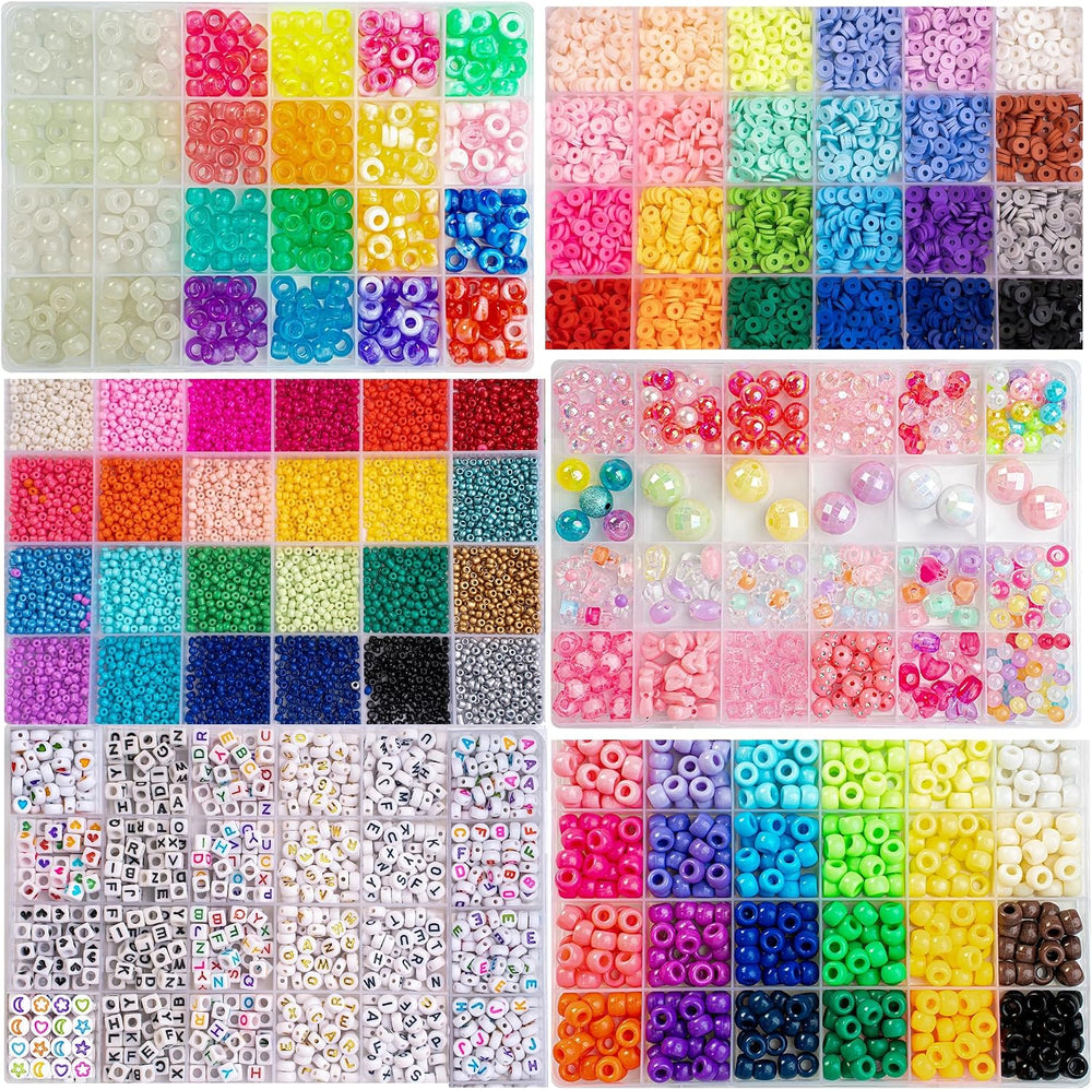 Veylo 5000+ Pony Beads & Letter Beads Kit for Bracelets & Jewelry Making