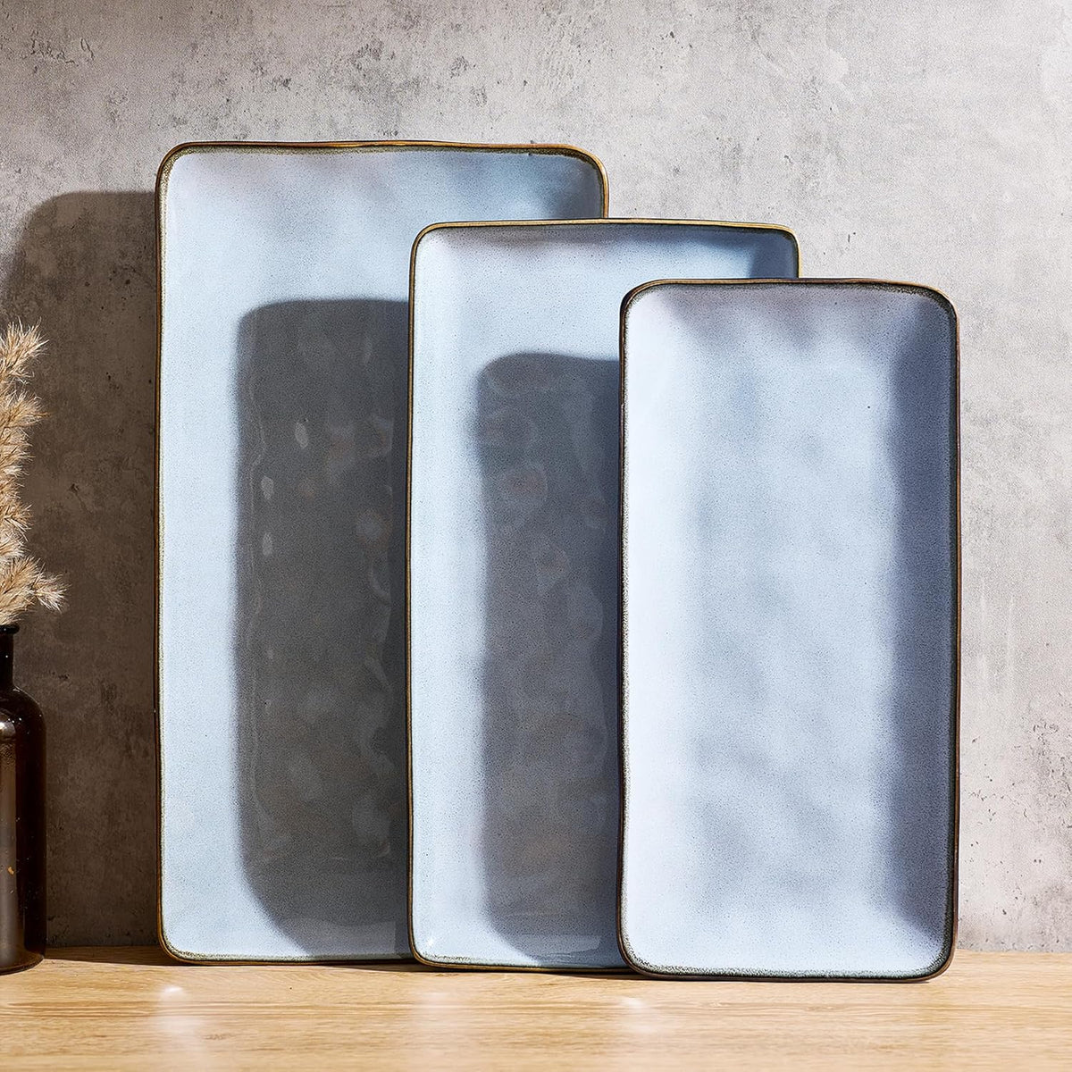 Famiware Serving Platters Set of 3 Sizes - Rectangular, Blue