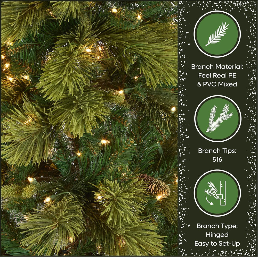 National Tree Company 6.5ft Pre-Lit Carolina Pine Slim Christmas Tree
