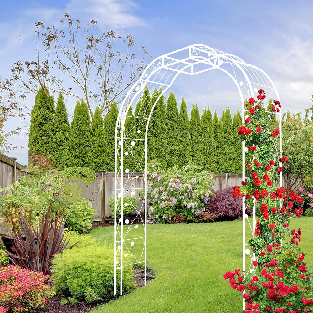 Metal Garden Arch 98.4" H Garden Arbor Trellis for Outdoor Climbing Plan...