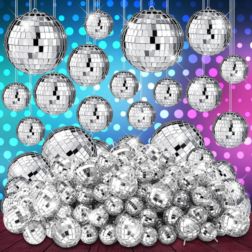 Funtery 100 Pcs Disco Balls Bulk Silver,1.2'',1.6'',2'...