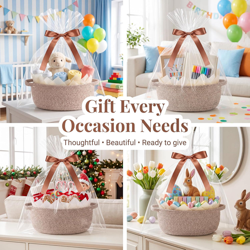 6 Pack Small Woven Gift Baskets Empty to Fill, Cute Gift Basket