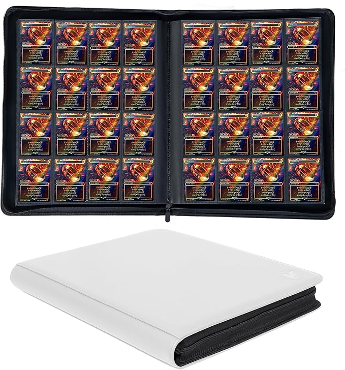 1600+ Pockets Trading Card Binder, 16-Pocket Card Ablum Compatible with MTG,Sports Cards & Other Standard Size Trading Card (WHITE)