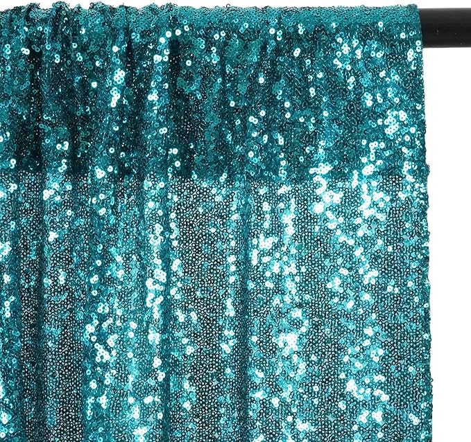 Poise3EHome Teal Sequin Backdrop,8FT x 10FT Sequin Photography Backdrop Curtain for Party Decoration
