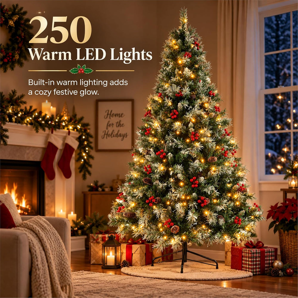 Artificial Christmas Tree with Lights 6ft, Pre-Lit Spruce Realistic Holiday