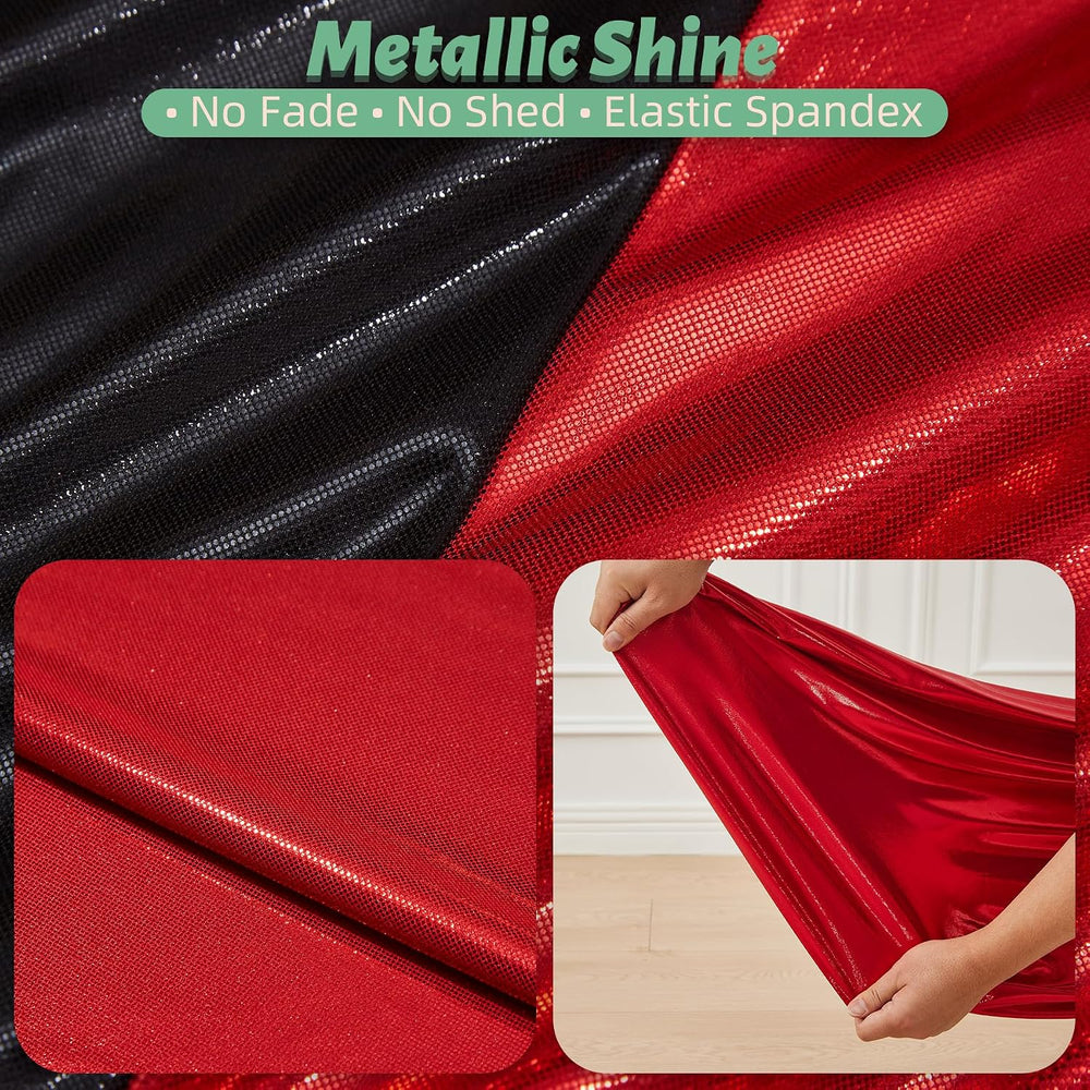 Reversible Glitter Black Red Arch Backdrop Cover 3 Set 6/6.6/7.2FT, Double-Si...