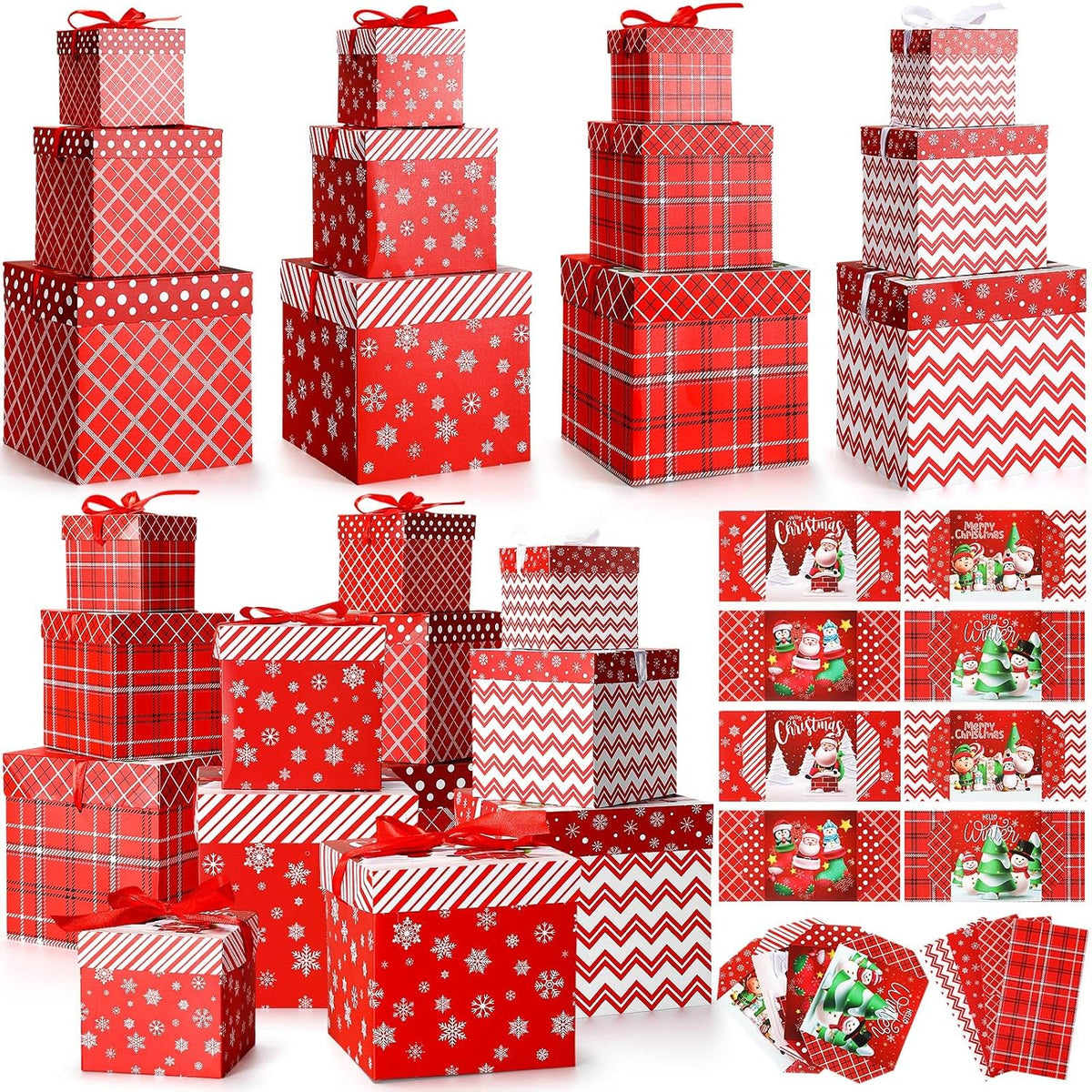 Tenceur 8 Sets Christmas Nesting Gift Boxes with Lids