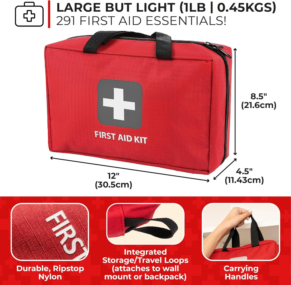 Thrive Home Essentials First Aid Kit (291 Pieces) - First Aid Bag with Multi-...
